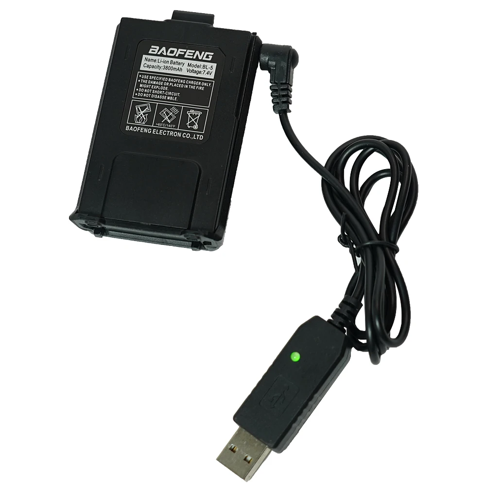 Baofeng Grande Bateria para Walkie Talkie, Carregador USB, 7.4V, 3800mAh, UV-5RA, UV-5RE, DM-5R, UV5RE