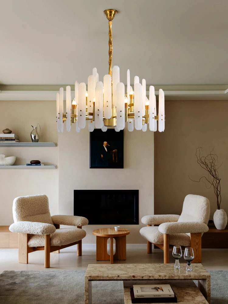 Marble Collection Gold Chrome LED 2025 Chandelier Alabaster Lustre Hanging Lamps Suspension Luminaire Lampen For Dinning Room