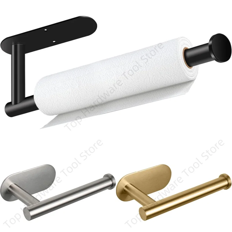 

1 шт., диспенсер для кухонных полотенец из нержавеющей стали, самоклеящийся держатель для туалетной бумаги, диспенсер для полотенец в рулоне для ванной комнаты