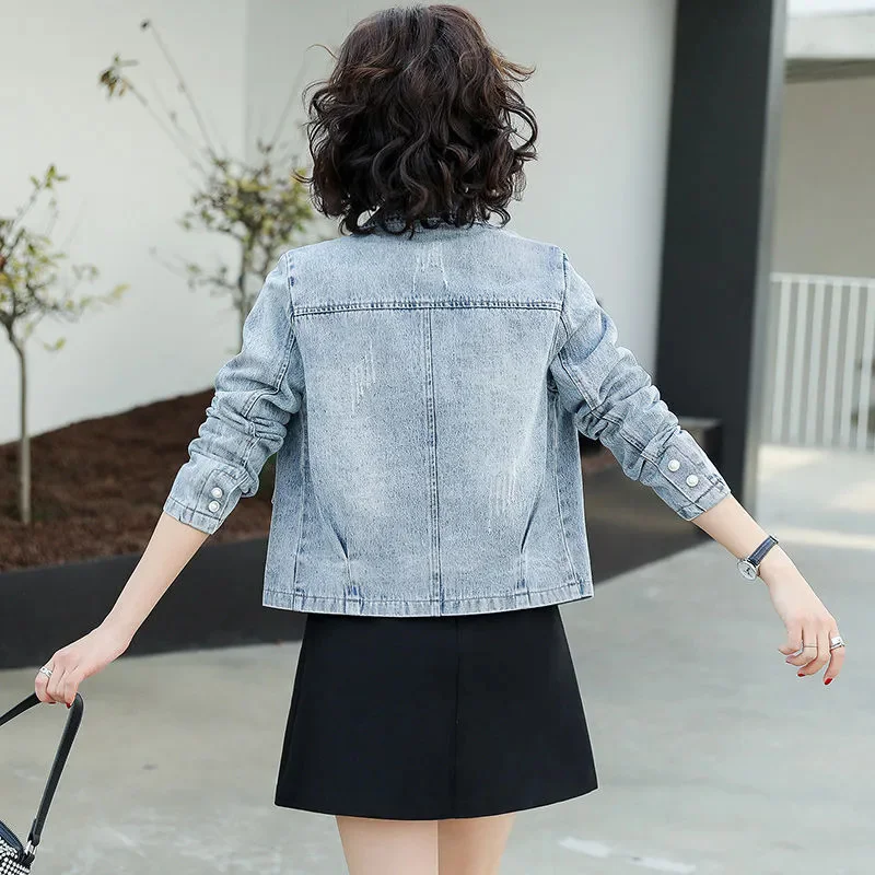 جديد 2025 معطف الدنيم سترة نسائية ربيع الخريف النسخة الكورية موضة قصيرة نمط كاوبوي البدلة جاكيتات علوية Mujer الأنثوية