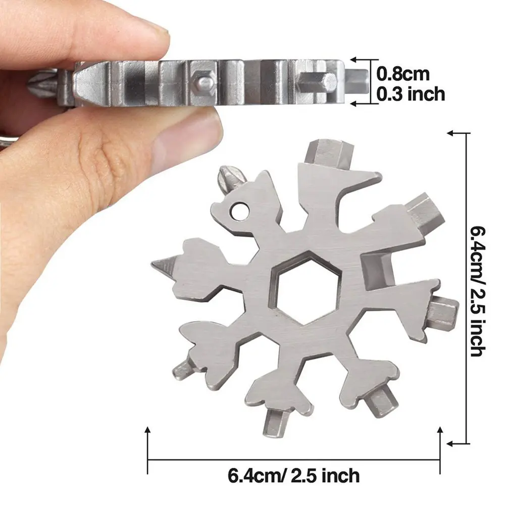 18-in-1 Stainless Steel Snowflakes Multi-tool Herramienta 18 En 1 Multifunctional Tool Copo De Nieve Llave Multiusos