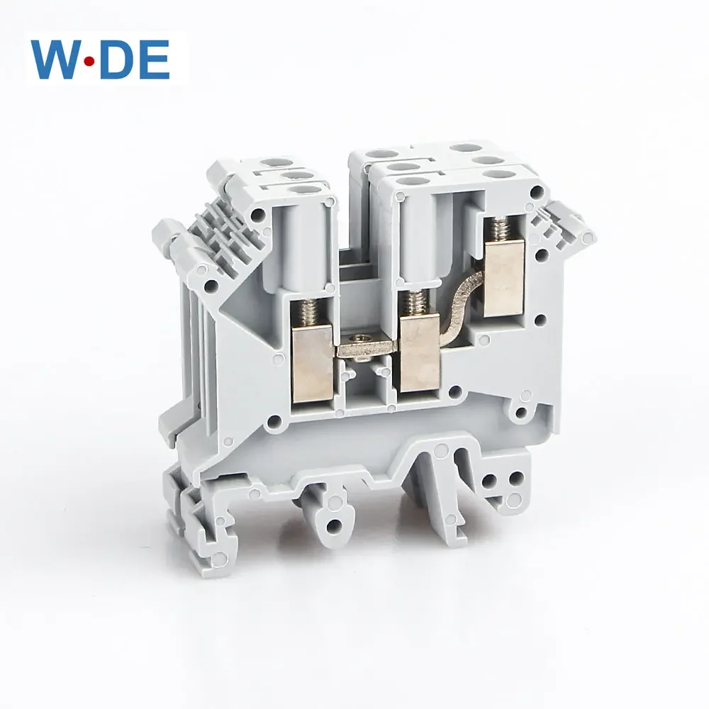 

Din Rail Terminal Blocks 10Pcs UK-5-TWIN One In Two Out Multi Conductor UK5 3 Conductors Screw Connection Wire Conductor
