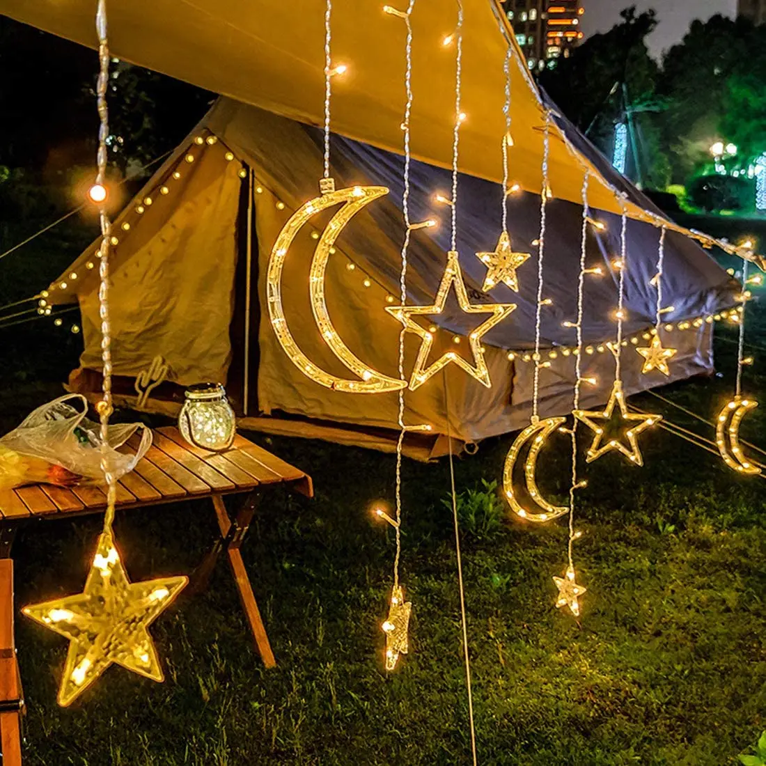 

Star Moon String Light Solar Power Lamp Solar Light Outdoor Fairy Garden Decoration 8Mode Christmas Wedding Party Street Garland