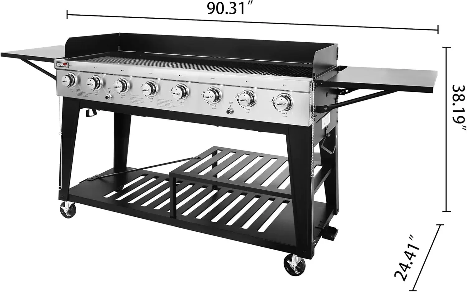 104,000 BTU Liquid Propane Grill, Independently Controlled Dual Systems, Outdoor Party or Backyard BBQ, Black