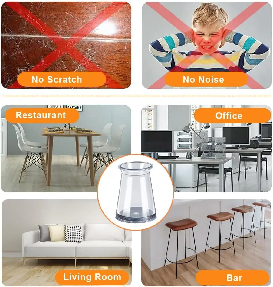 20個の極小椅子脚フロアプロテクター、床を保護するシリコンカバー、堅木張りの床用バースツール脚プロテクターキャップ