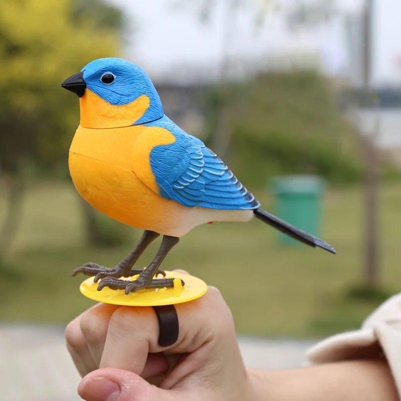 전기 노래 지저귀는 로봇 새 장난감, 소리 및 모션 활성화 대화형 새 입상 배터리 어린이를 위해 작동