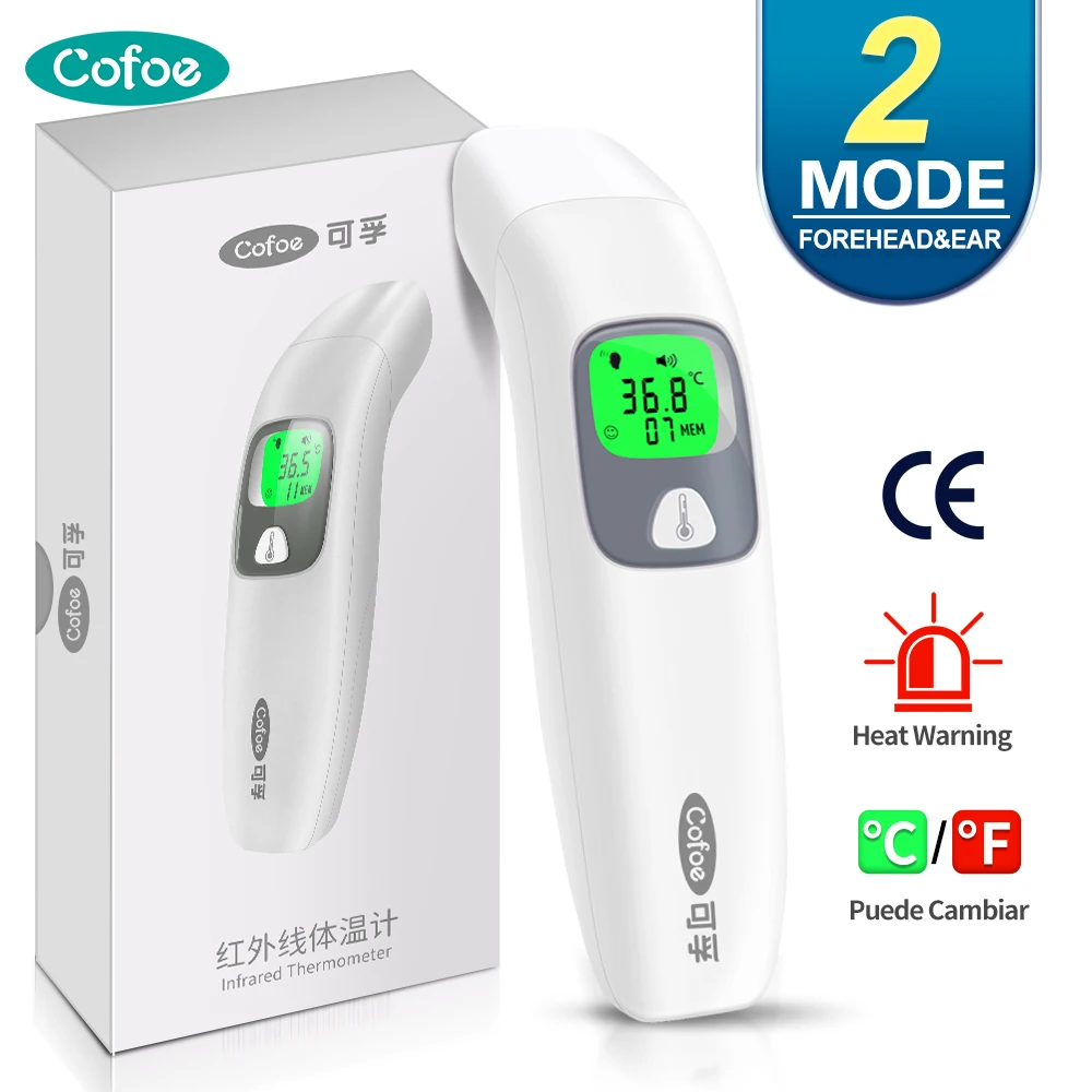 Cofoe 2 in 1 Digital Infrared Thermometer Forehead Ear Non-Contact Medical Termometro LCD Body Fever Baby Temperature Measure