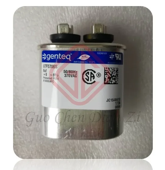 Original new 97F5706, 97F5706S capacitor brand new stock 370VAC 6uf 50/60HZ Genteq warnly for 1year