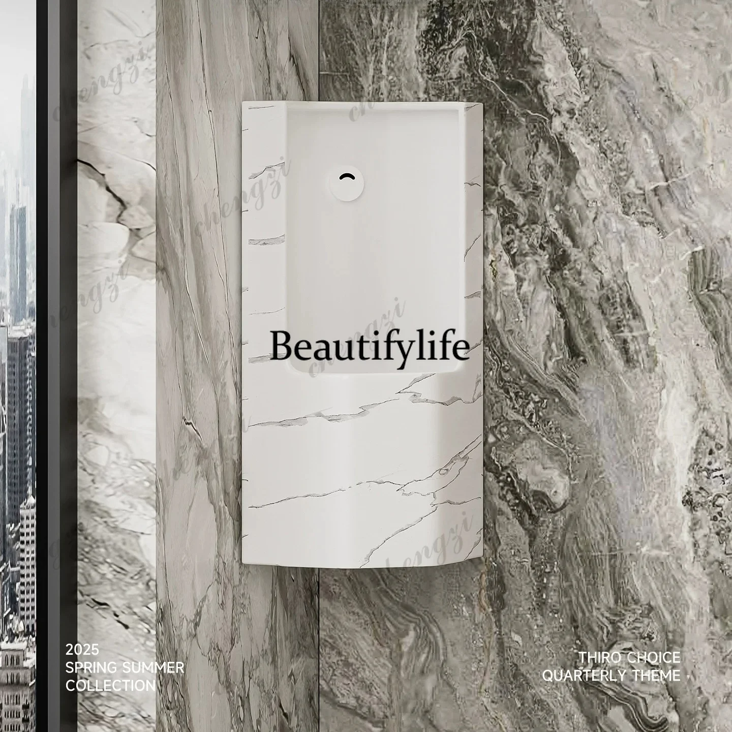 Creative corner urinal marble pattern Phnom Penh triangle urinal induction wall-mounted splash-proof deodorant