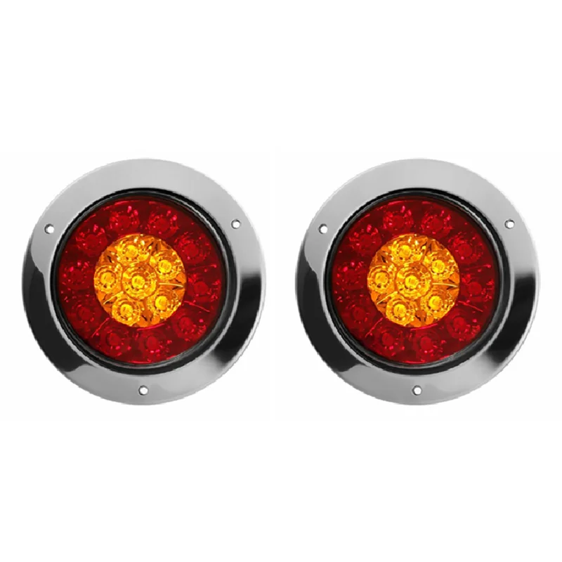 1pair 16LED Tail Lights Back-up Reverse Lamps Car Round LED Amber Red Taillights for Truck Trailer RV Lorry tail light