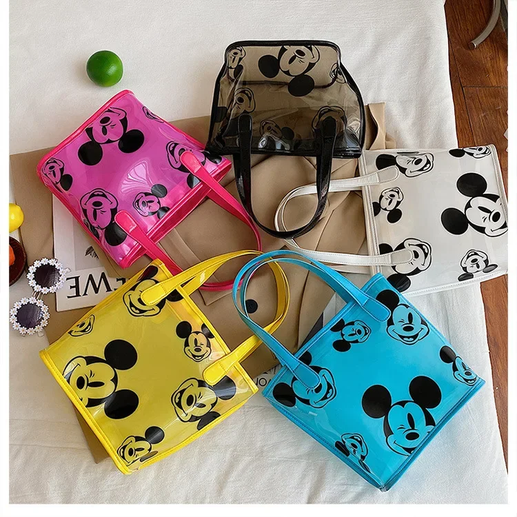 Disney Mickey shoulder bag spring and summer shoulder bag Minnie handbag female transparent mobile phone cosmetic bag cute