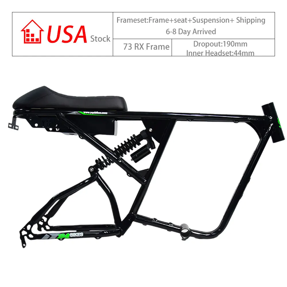 Adult Electric Bike Frameset 190mm Dropout 20*4.0 Super 73 RX Frame Full Suspension Adult Electric Bicycle ebike Frameset