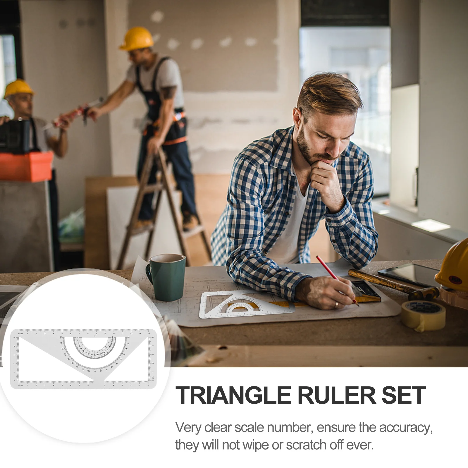 Metal Ruler Drawing Measurement Tools Protractor School Stationery Multipurpose