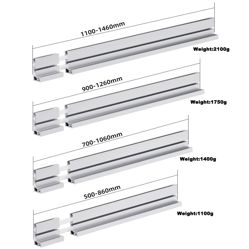 75 ประเภทขยาย Telescoping รั้วอลูมิเนียมโปรไฟล์ Router T-Track เห็นตารางรั้วไม้ T-Slot Miter Track ดัดแปลงเครื่องมือ