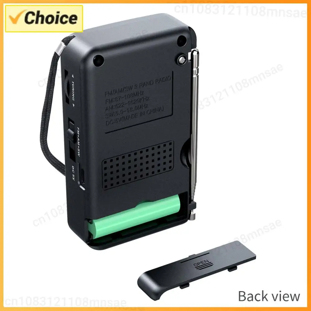 Rádio FM AM SW de Banda Completa, Mini Rádio de Bolso Transistorizado com Melhor Recepção, Rádio Operado a Bateria com Alto-falante Integrado para Acampamento ao Ar Livre