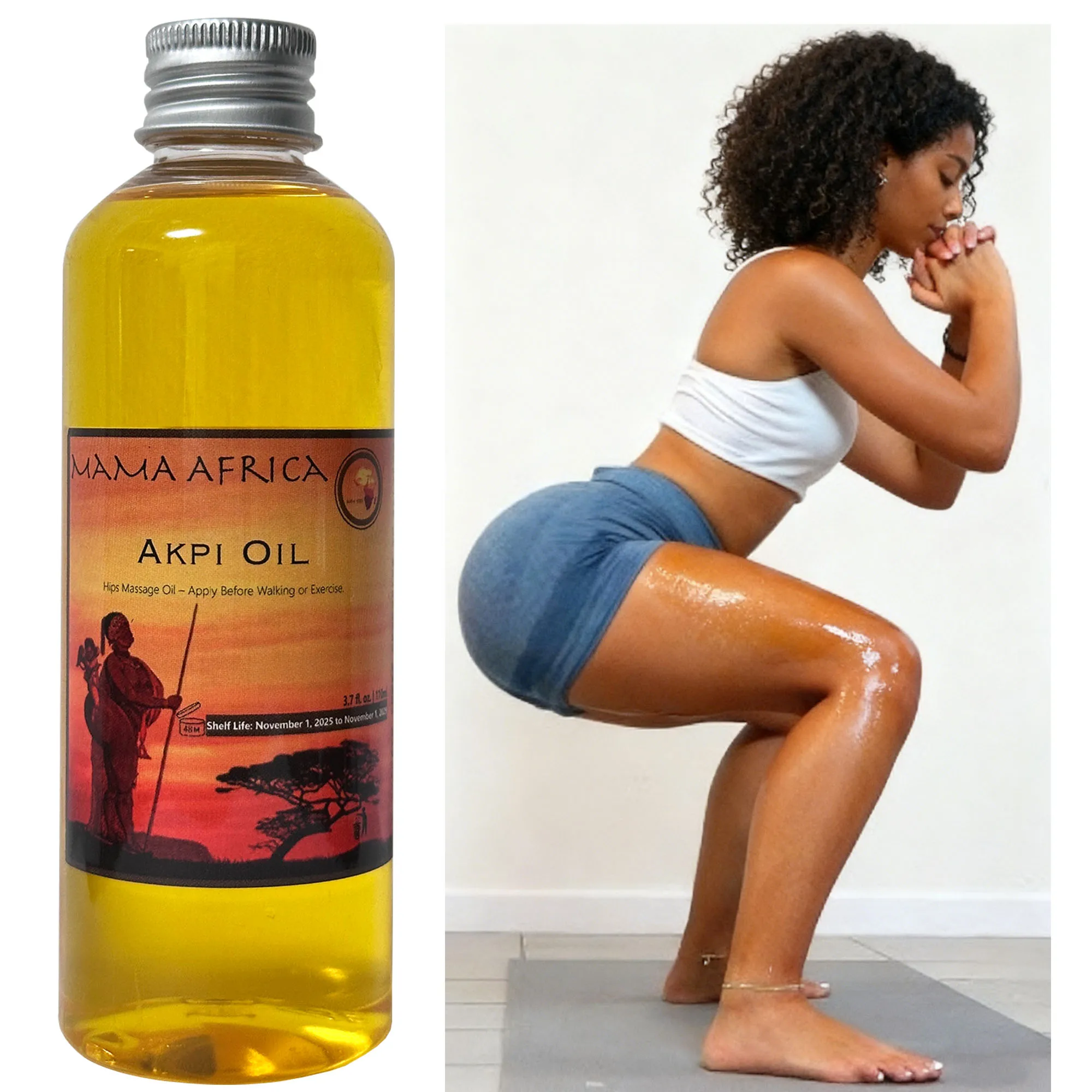

West African Akpi Seeds HIPS Workout Massage Oil for Comfortable Movement — Boost Your Confidence with Every Walking Step