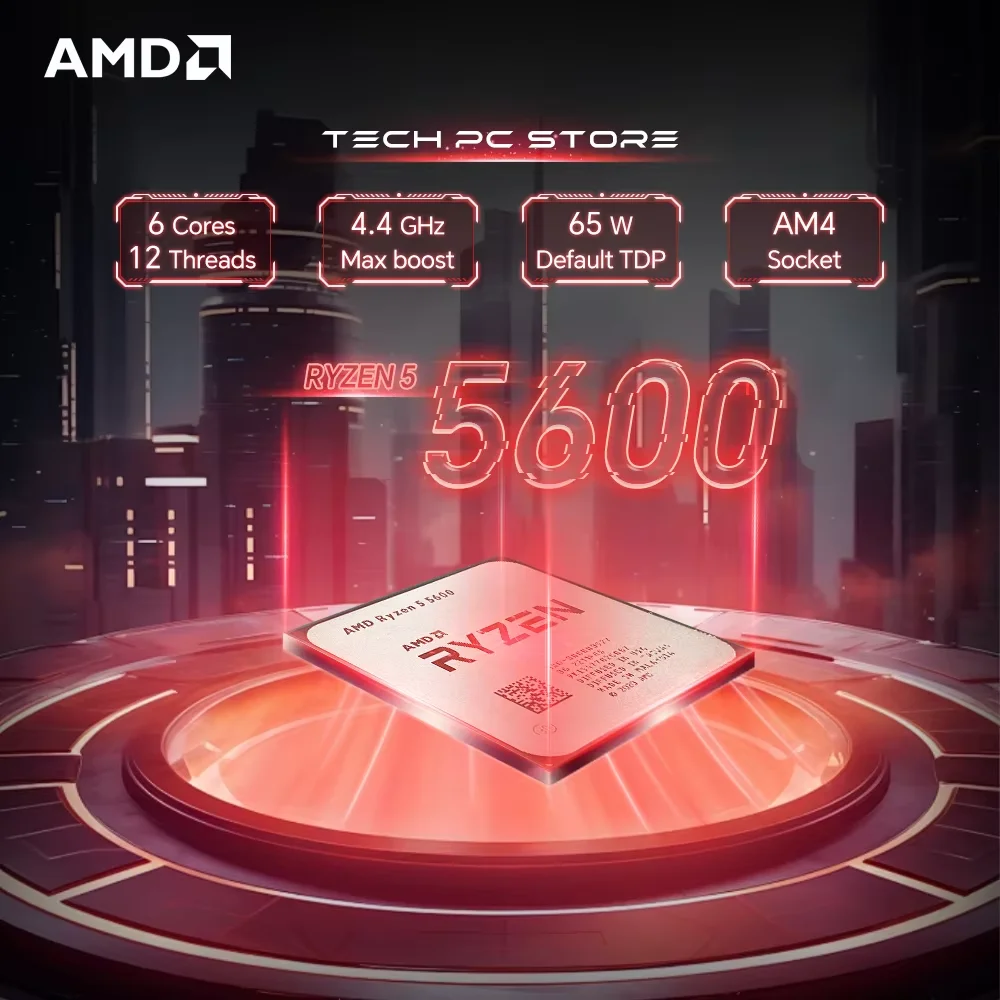 Processador AMD Ryzen 5 5600 | 6 Núcleos 4.4GHz Socket AM4