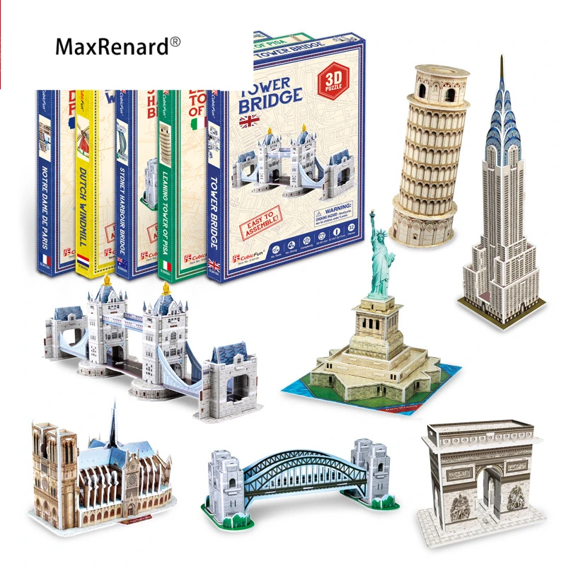 MaxRenard Mini 3D Stereo Micro Puzzle Paper DIY Model World Famous Constructions Toys for Kids Adult Home Decoration Gift