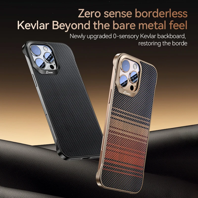 

0.3mm thickness Ultrathin Aramid Fiber Magnetic Case For iPhone 16 15 14 13 Pro Max Frameless Cover Heat Dissipation Luxury