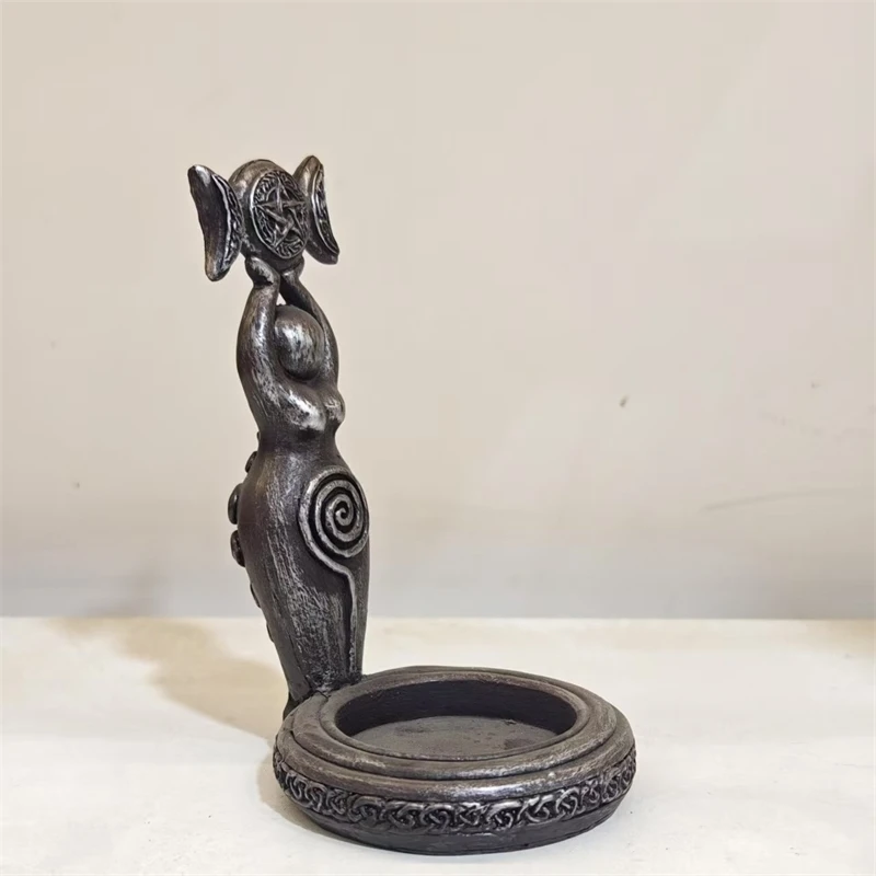 

Halloween Triple Goddess Candle Holder Creative Tea Light Statue Pagan Wicca Altar Decor