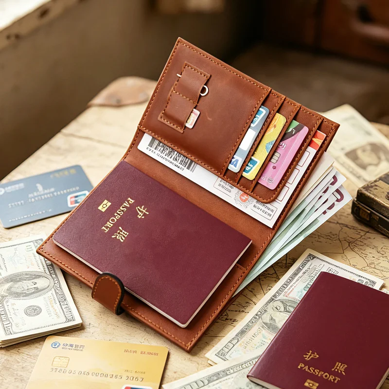 Luxury Design Genuine Leather Wallet For Woman Fashion Folding Passport Holder Business Card Holder Coin Purse