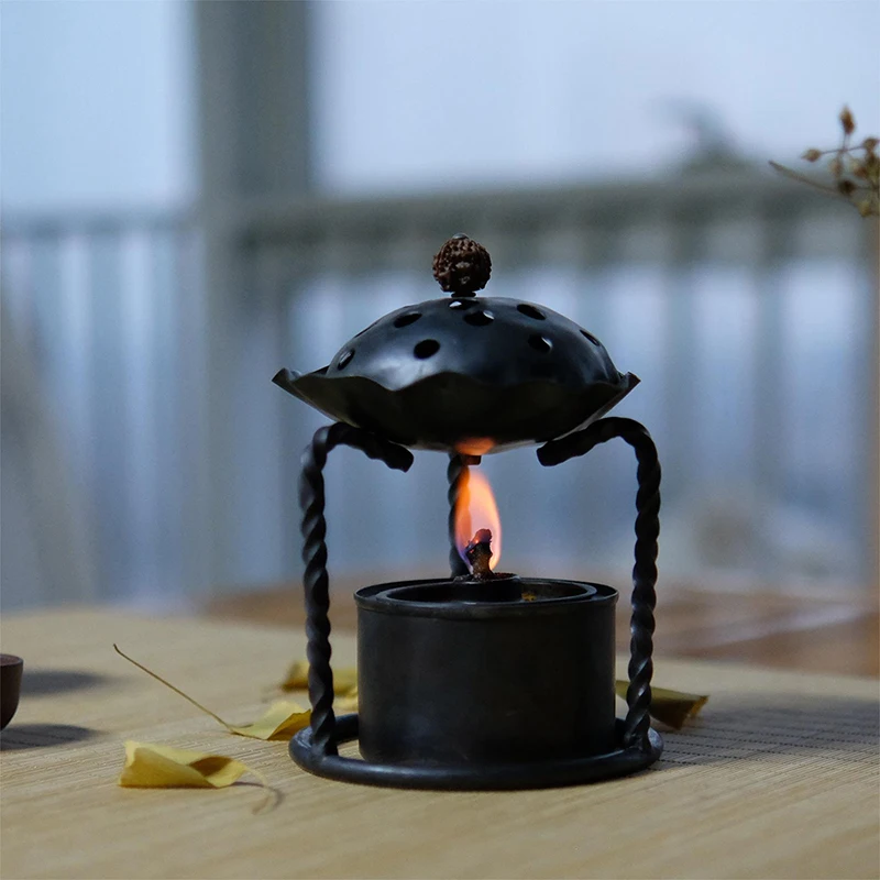 Twist wood frame tea ceremony tea room brazier tripod iron pot boiling water tea bracket alcohol lamp base