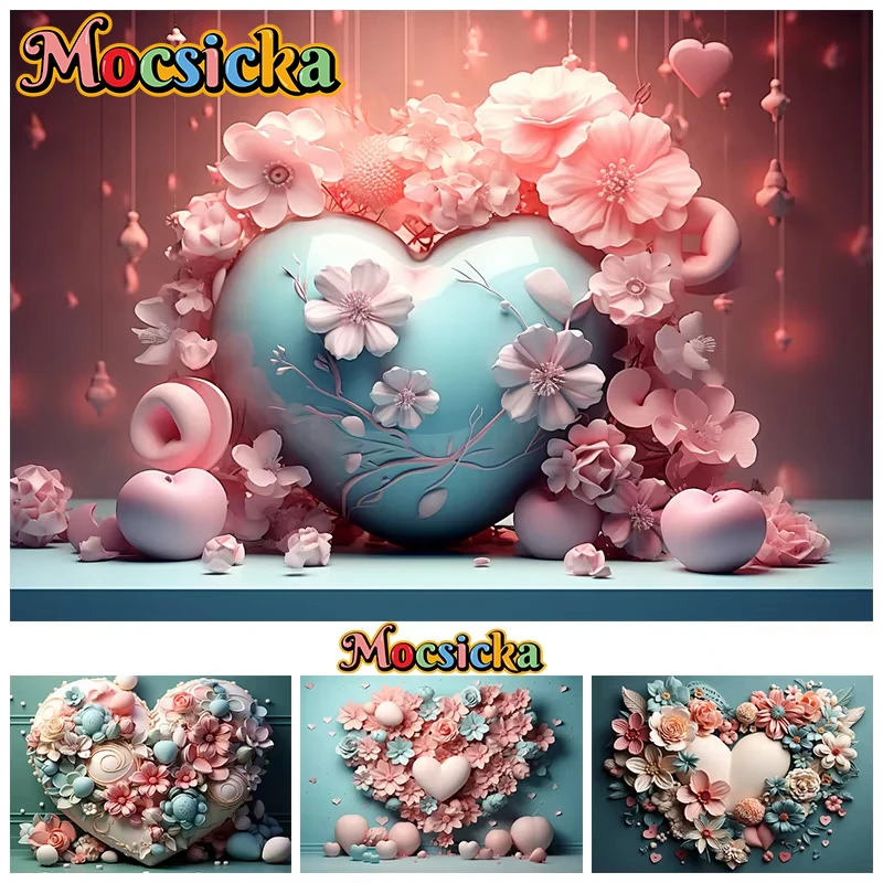 Mocsicka عيد الأم خلفية التصوير الفوتوغرافي الوردي زهرة القلب زينة الحفلات الكبار فتاة الأمومة صور خلفية استوديو الدعائم
