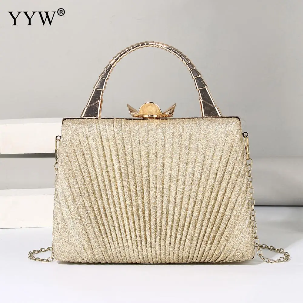 

Women Evening Clutch Bag Glitter Party Dinner Bag Pleated Fashion Gorgeous Elegant Ladies Wedding Party Crossbody Purse Handbag