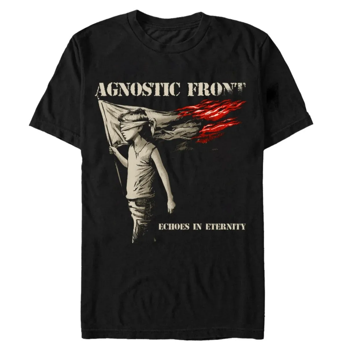 Camiseta de Algodão Casual Streetwear com Estampa de Caveira Agnostic Front Punk Rock Verão 2026 para Amantes do Hardcore