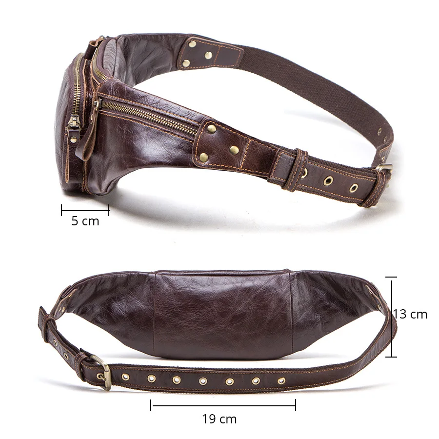 2024 Real Cow Leather Men Waist Bag New Casual Small Fanny Pack Male Waist Pack For Cell Phone And Credit Cards Travel Chest Bag