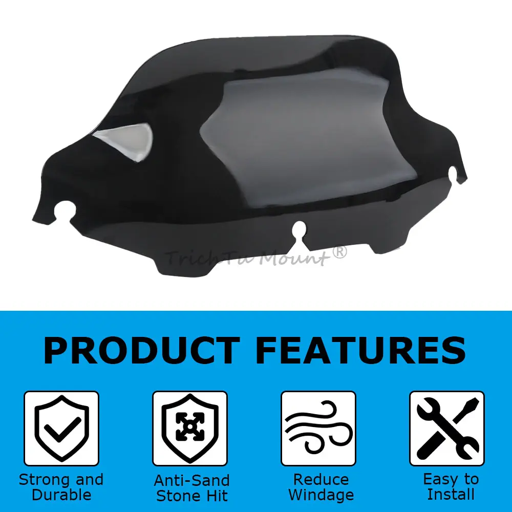 

Brand New 8" Windscreen Fit For Harley Touring Electra Glide Flhtcu/I/Se Street Glide Flhtp / Flhtpi Trike Flhtk 1996-2013 Black