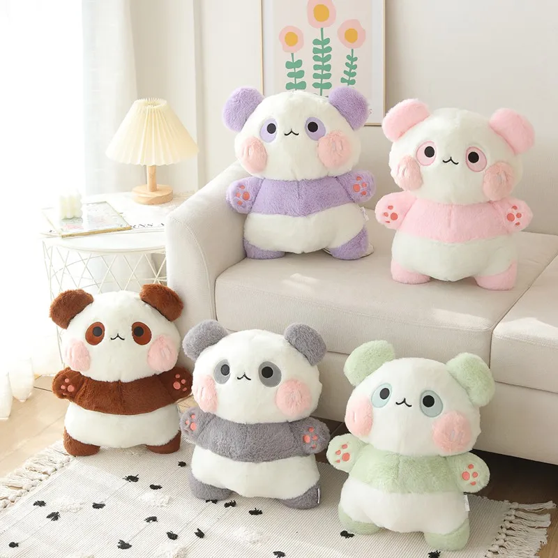 

40cm Cartoon Giant Panda Doll Plush Toy Kawaii Cuddly Animal Stuffed Fluffy Plushie Peluche Grey Green Purple Brown Pink Gift