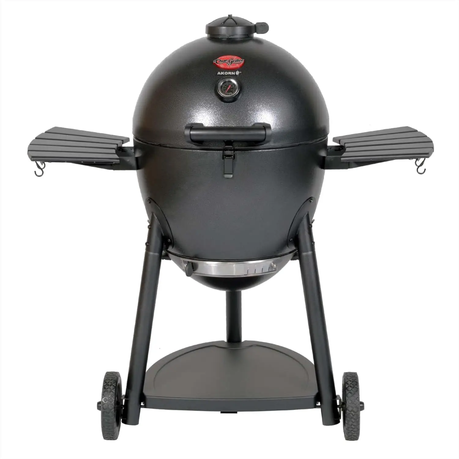 Charcoal Grill and Smoker with Cast Iron Grates, Warming Rack and Locking Lid with 445 Cooking Square Inches in Graphite