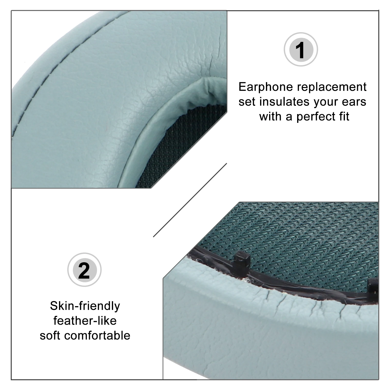 

Skin-Friendly Ear Cushions Replacement Pads for Headphones Breathable Noise Blocking Comfortable Green Imitation Soft