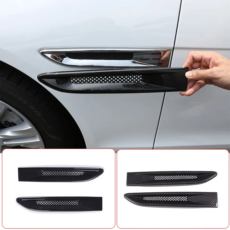 

For Jaguar XF XFL XE F-Pace X761 ABS Carbon Fiber/Black Air Outlet Side Fender Vent Trim Cover Styling Sticker Accessories