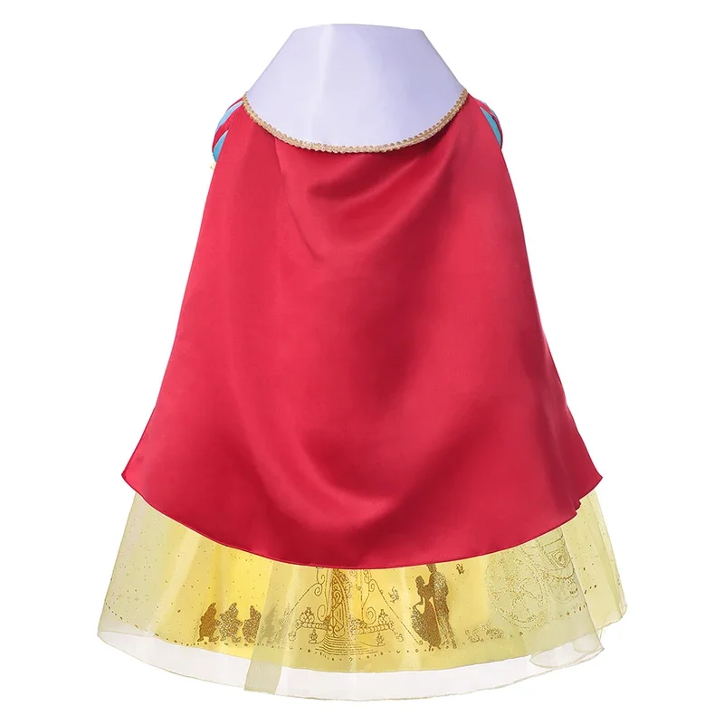 Vestido blanco como la nieve para niña, vestido bordado de lujo con capa, disfraz de princesa clásico para niño, trajes de Cosplay de Halloween
