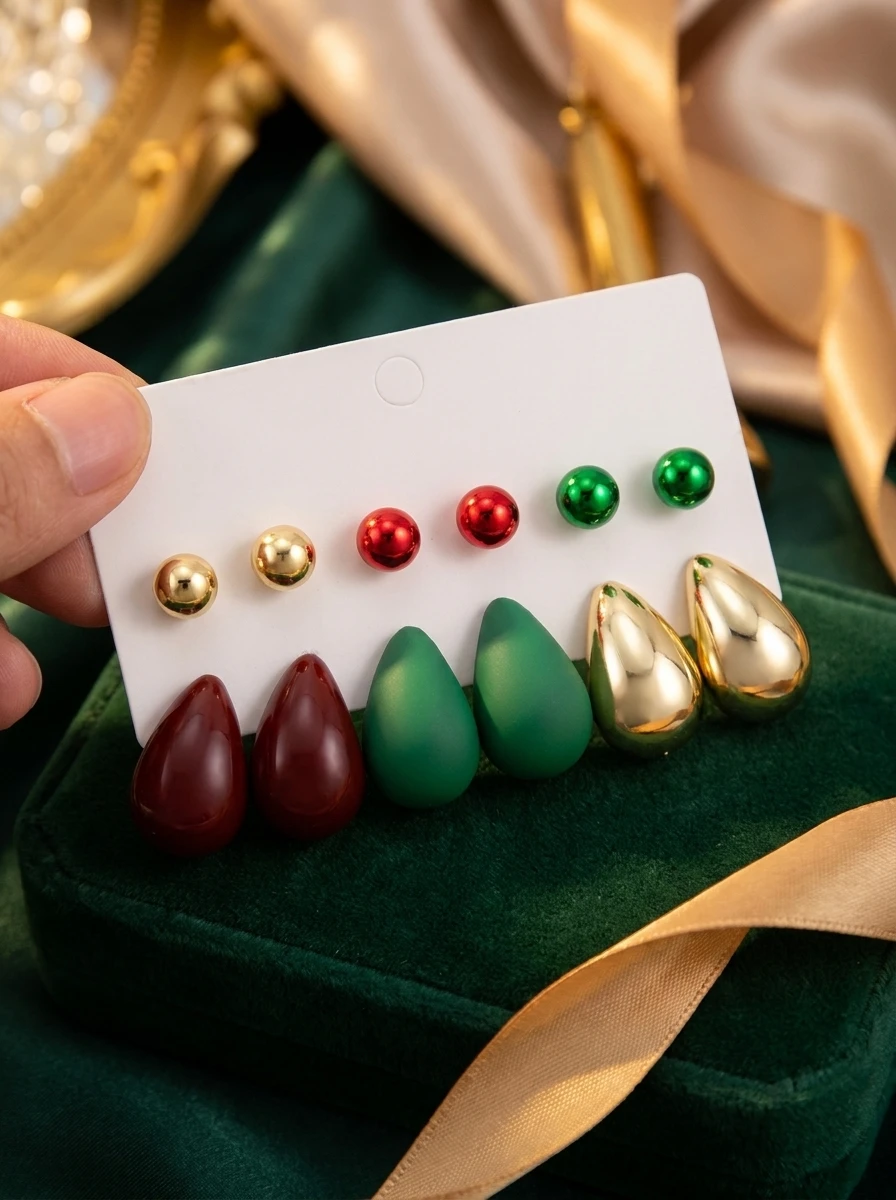 6-Pair Christmas Element Earring Set, Fashionable And Elegant Women's Accessories