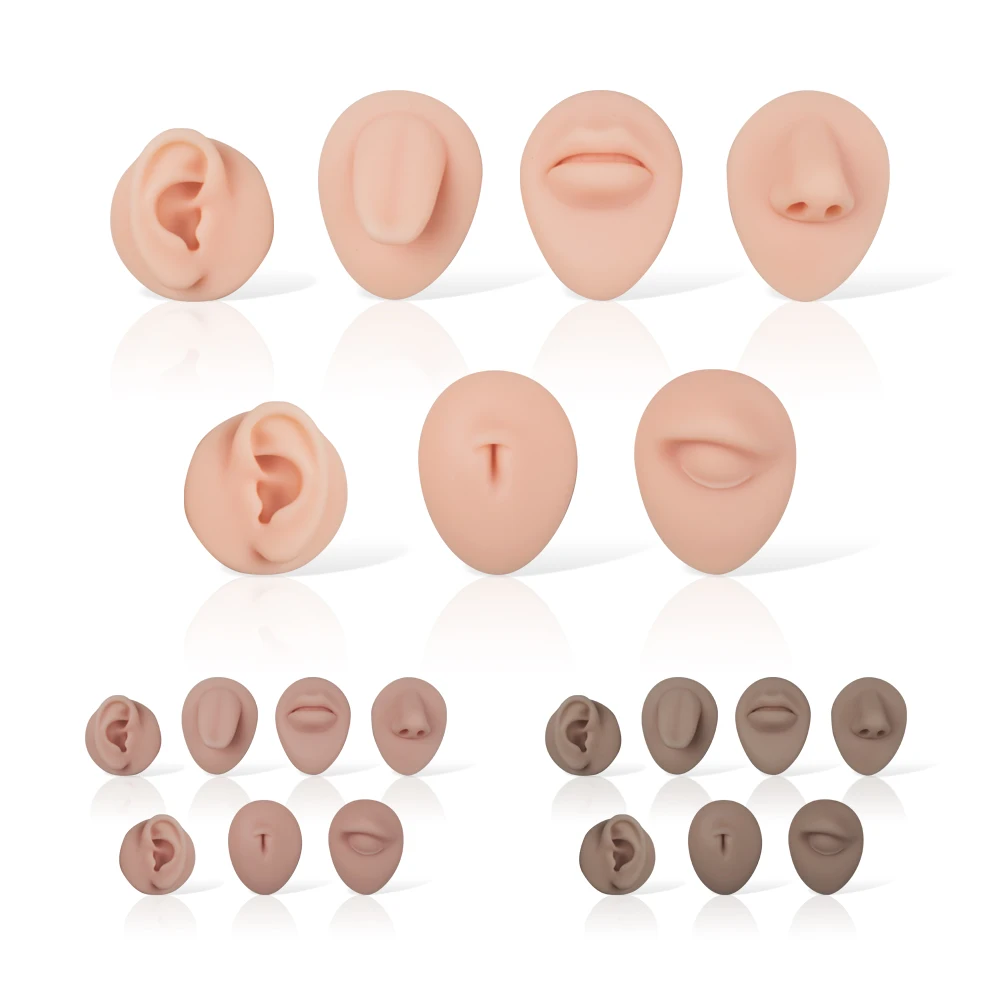 

Soft Silicone Ear Nose Mouth Model Tattoo Practice Body Jewelry Display Piercing Tool Kit Beauty Accessories Make up Tools