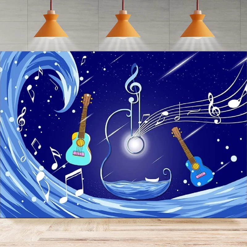 

Music Party Photograohy Backdrop For Rock and Roll Nusic Night Guitar Theme Poster Background Supplies Decoration Banner Props