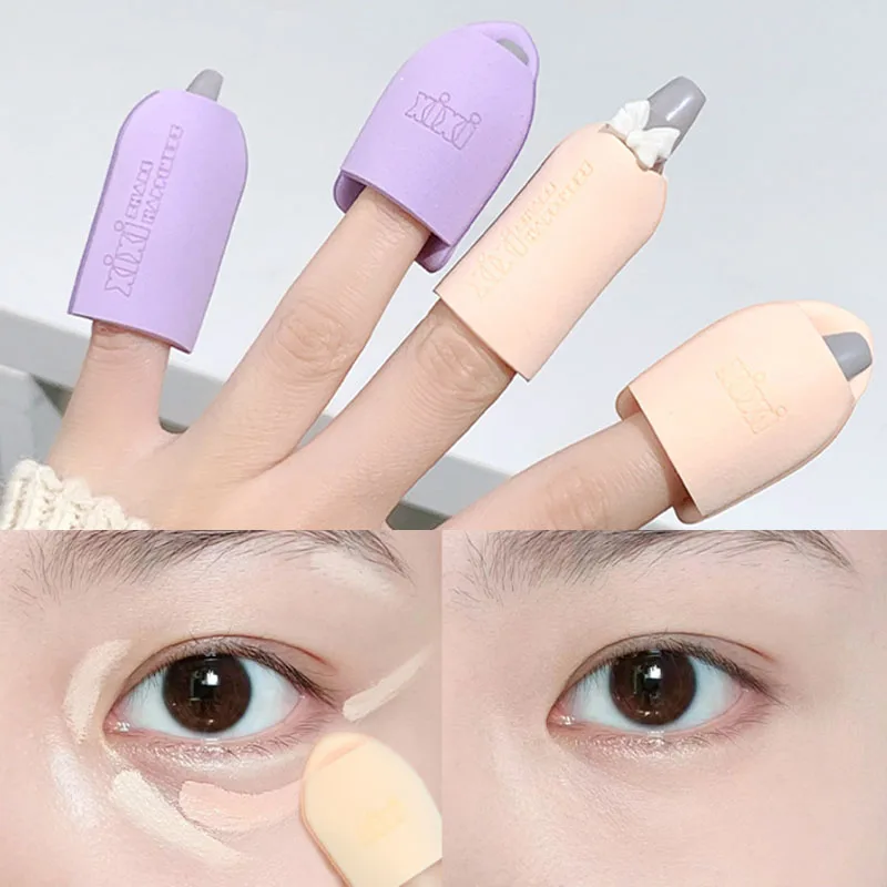 Soft Mini Cushion Powder Puff Sets Finger Cover Water Drop Sponge Dry Wet Concealer Foundation Makeup Sponge Accessories Tools