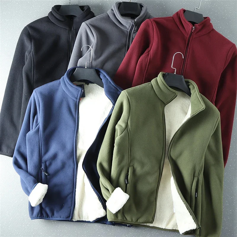 

Men's Classic Cashmere Thickened Fleece Jacket Warm Outdoor Hiking Trekking Fitness Running Working Tooling Coat Windbreaker