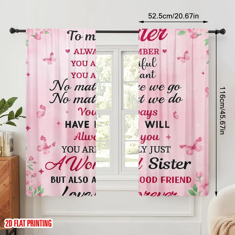2pcs,2D plane printing Curtain Fabric Sisterly Bond(1) Polyester Woven (without rod) Outdoor Decorations Perfect for Living