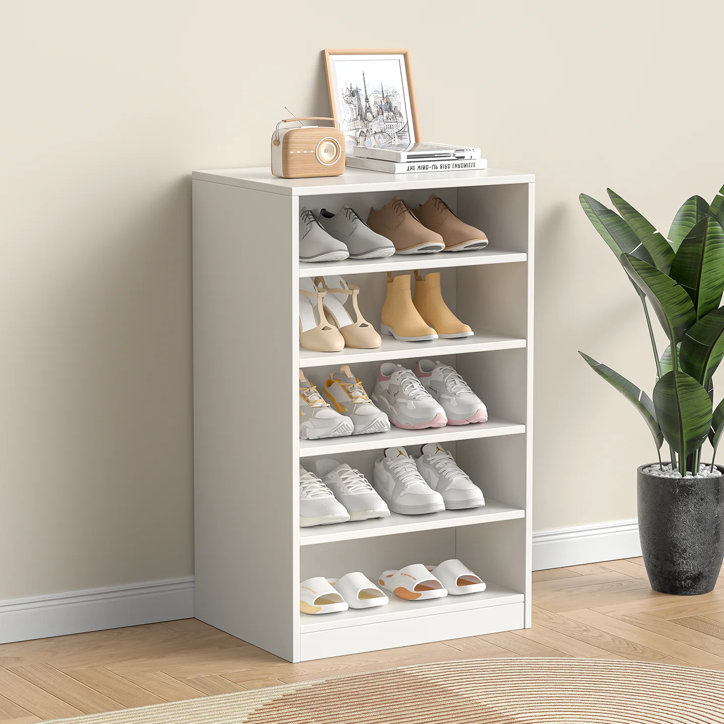 Hidden compartment shoe cabinet household indoor door layered open hidden storage deodorizing breathable interlayer anti-theft
