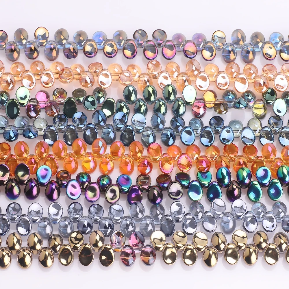 50 Stück 6x8mm Glas-Halbmond-Anhänger, Kristall-Tropfen, lose Perlen für Schmuckherstellung, Bastelbedarf, Charms, Ohrringe, Halsketten, DIY