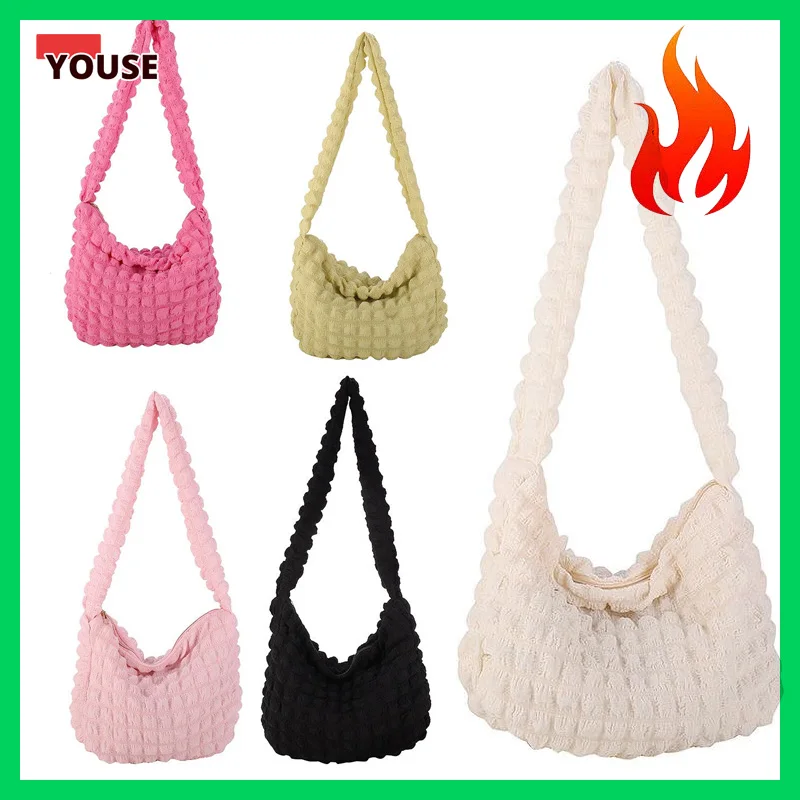 

Leisure Puff Shoulder Bag Bubble Tote Bag Pleated Design Crossbody Bags Underarm Bags Quilted Commute Bags for Women