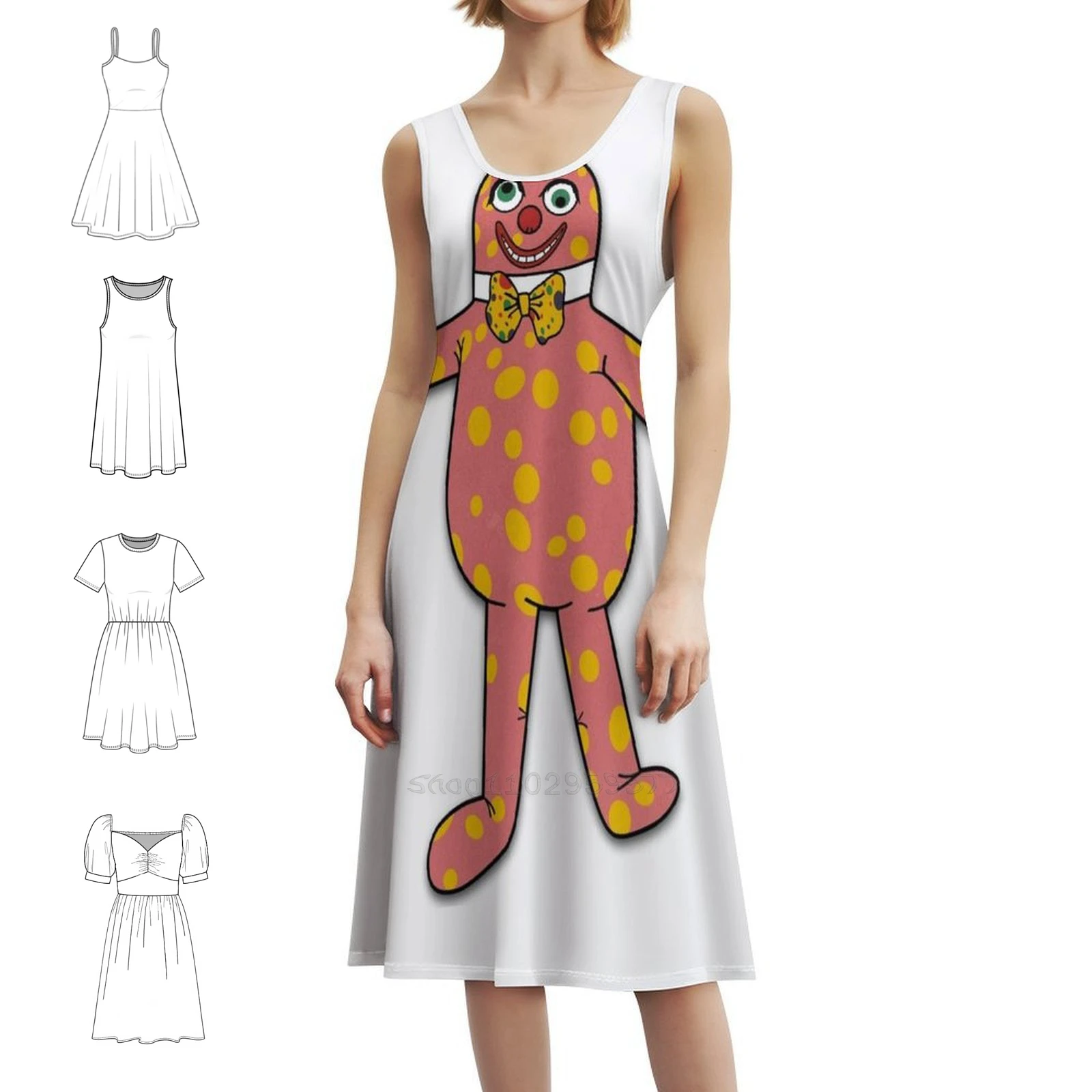 

Винтажное богемное платье Mr Blobby III с пышными рукавами или вариантами без рукавов для женщин, платье Mr Blobby Blobby, женское платье 90-х годов, девяностых