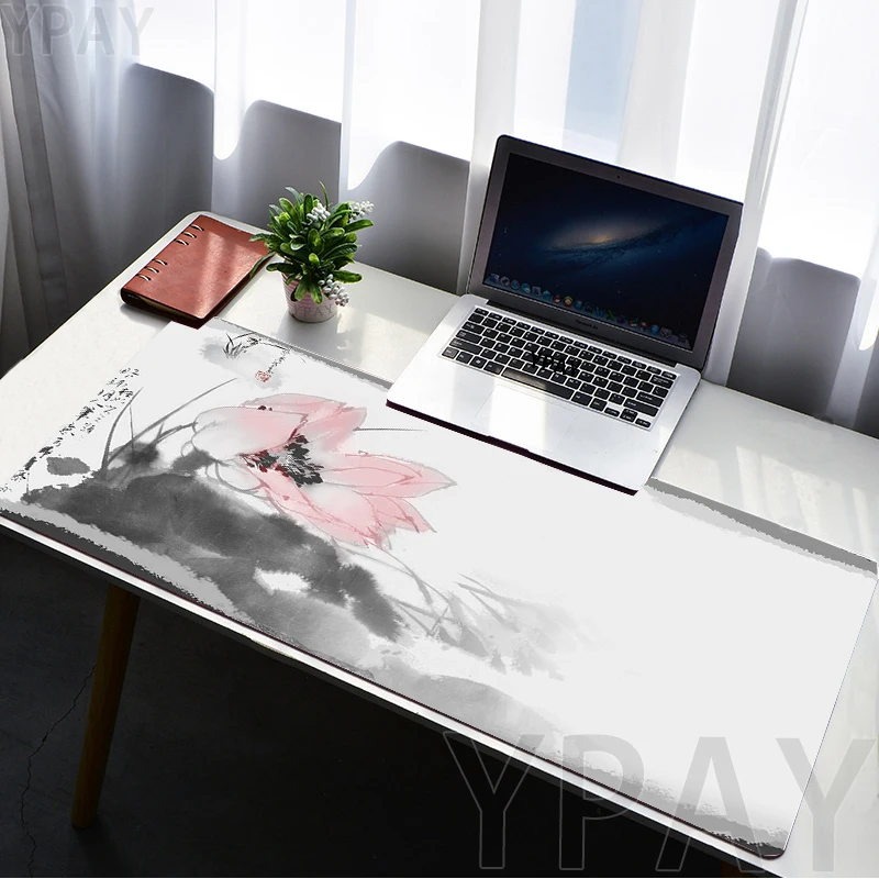 

Lotus Large Gaming Mousepads Chinese Ink Painting Mouse Pad Computer Mousepad Mouse Mat 90x40cm Desk Pads PC Keyboard Mats