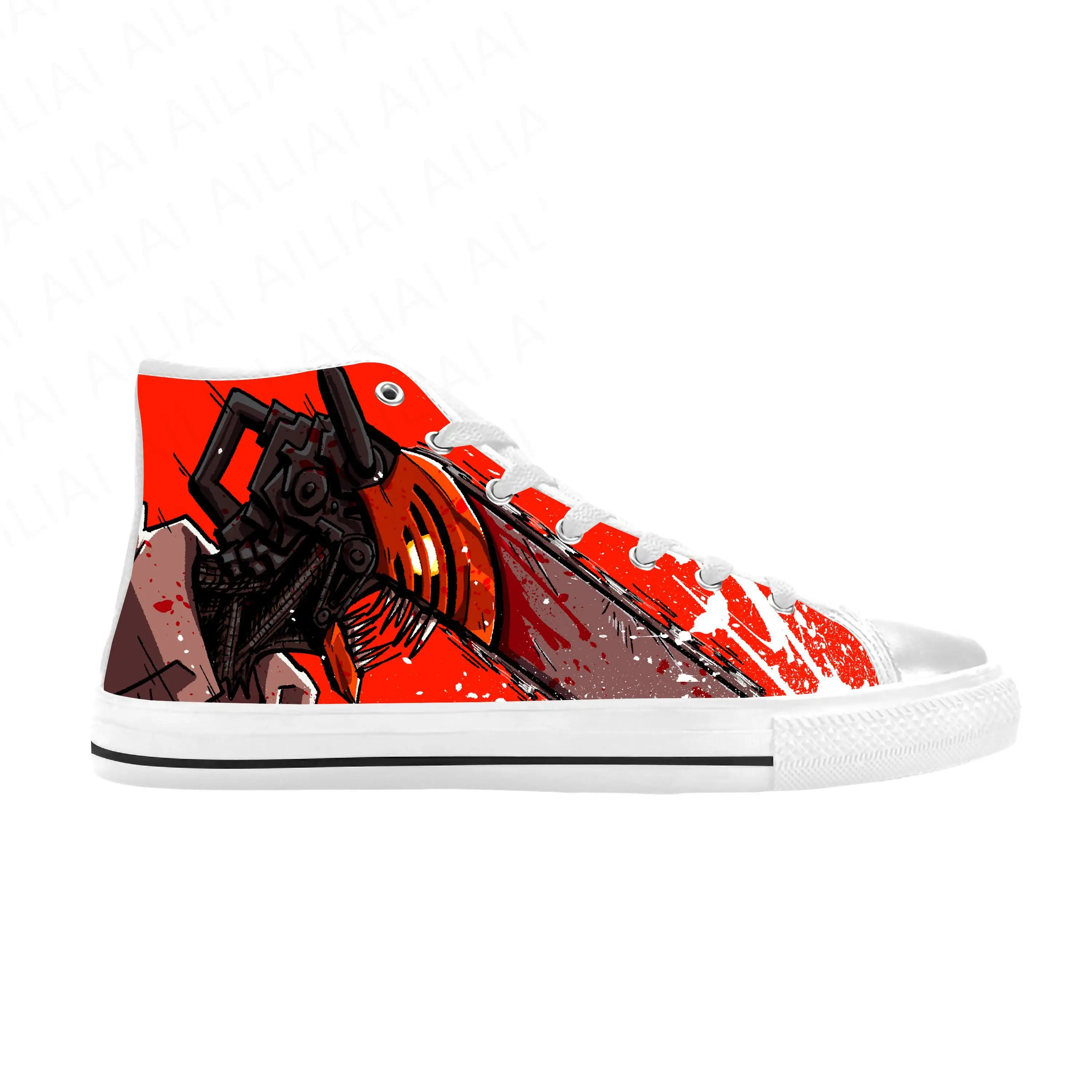 Japanese Anime Manga Cartoon Chainsaw Man Denji Casual Cloth Shoes High Top Comfortable Breathable 3D Print Men Women Sneakers