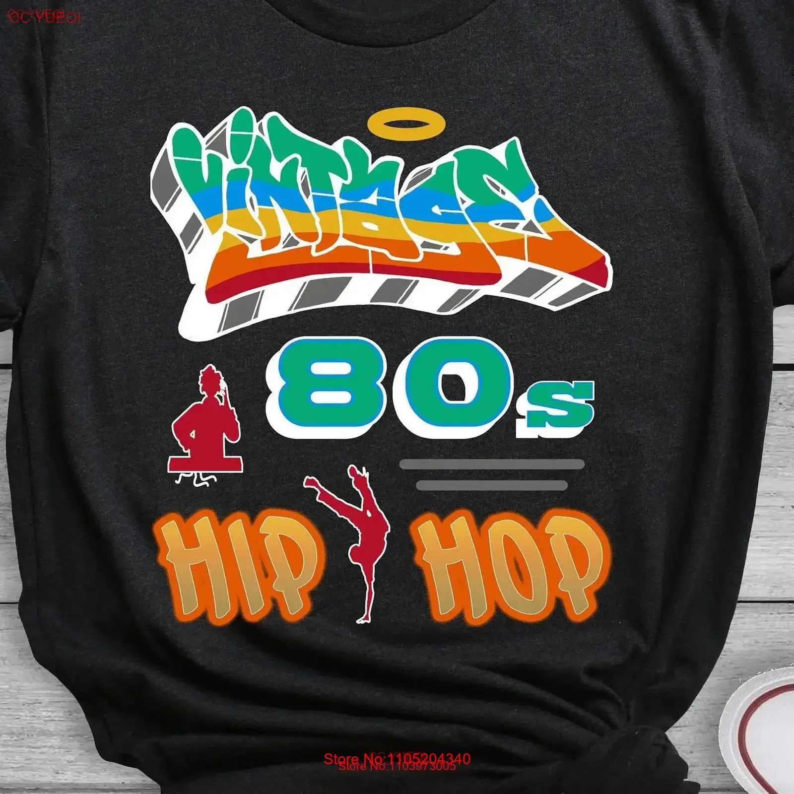 تي شيرت هيب هوب جرافيتي عتيق 1980 ثقافة 80s فن الشارع B boy Dj ملابس الشارع المدرسة القديمة عتيقة مغسولة