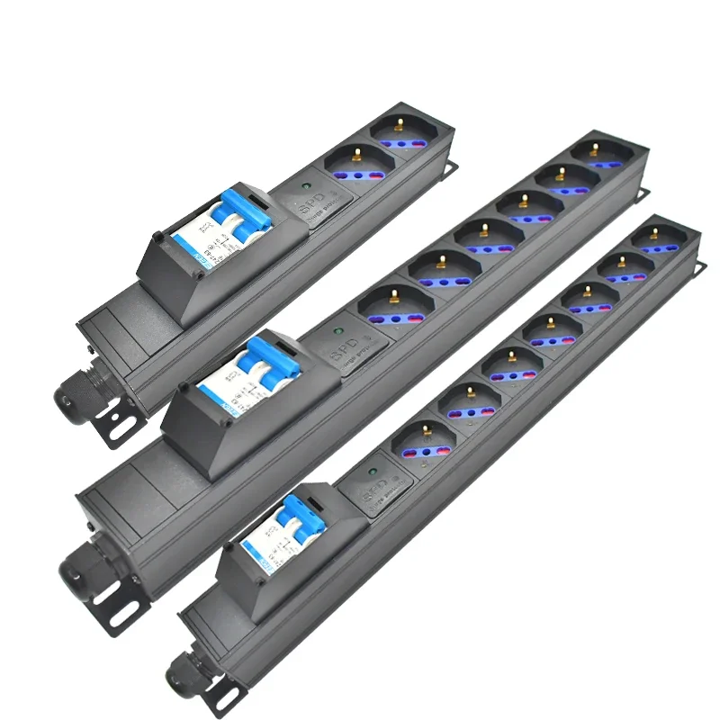 Italy PDU Power Strip Network Cabinet Rack 16A/32A Air Switch 2-8AC Socket with Surge Protection Socket
